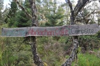 The sign at the entrance to the Abriachan Campsite and Cafe