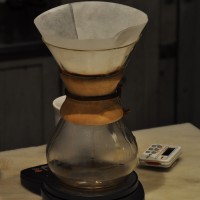 A chemex of Elixr's own single-origin coffee is being lovingly prepared.