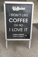 Kaffeine's A-board at Lord's, with apologies to 10CC