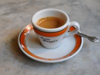 An espresso in a Caffe Reggio espresso cup.