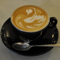 A lovely latte-art swan in a flat white from Darkroom Espresso.