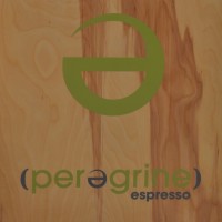 A large, mirror-image, lower-case e in green over the word "(perergrine)", with the brackets and middle 'e' (which is also a mirror-image) in blue. Finally, the word "espresso" is in blue in the bottom-right corner.