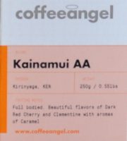 Detail from a box of Coffee Angel coffee, a Kainamui AA from Kenyan.