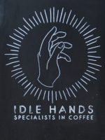 The Idle Hands logo, taken from the A-board outside the second pop-up on Dale Street.