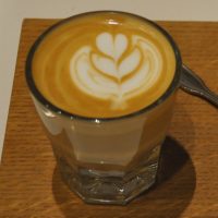 A beautiful espresso with milk, part of a split shot of a single-origin Guatemalan coffee in Saint Frank Coffee, San Francisco.