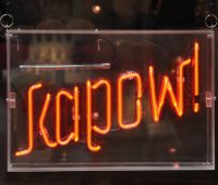 Kapow! The neon sign from Kapow Coffee's second branch in Leeds' Thornton's Arcade.