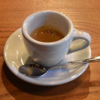 A shot of the Kenyan Kabingara served in a classic white cup at & Espresso.