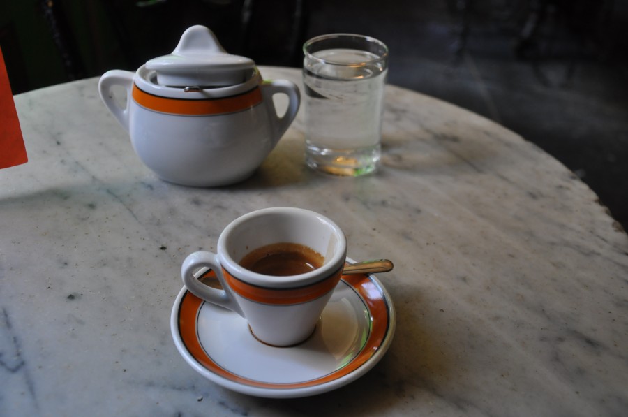 Espresso, served with a glass of water, naturally Brian's Coffee Spot