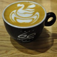 A beautiful flat white, with latte art by Dhan Tamang, the reigning UK Latte Art Champion, made at the World of Coffee 2016 using the Conti Espresso 60th Anniversary espresso machine.