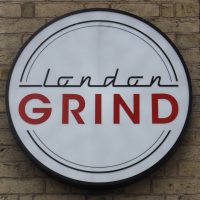 The London Grind logo, taken from the wall outside.
