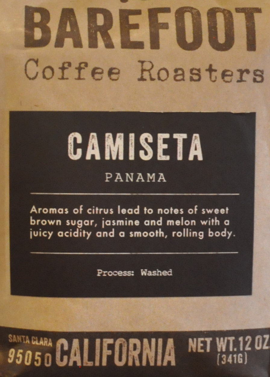 A bag of washed Camiseta coffee from Panana, roasted by Barefoot Coffee Roasters and on sale in its Campbell coffee shop.