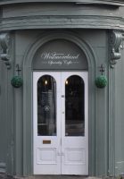 The front door of Westmoreland Coffee on the corner of Westmoreland Road in Harrogate.