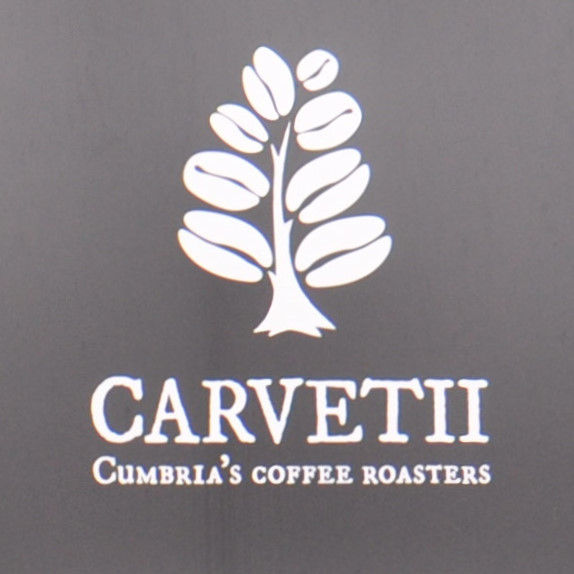 The Carvetii Coffee Roasters' logo, with the slogan "Cumbria's Coffee Roasters".