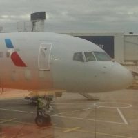 My American Airlines Boeing 757 at the gate at Manchester Airport, having safely returned me from Chicago O'Hare.