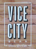Detail from the side of the Vice City Bean cold brew tricycle in Miami, Florida :seriously good coffee!