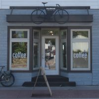 The front of Velodrome Coffee Co in Marquette, Michigan.