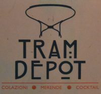 The Tram Depot logo from the side of the kiosk in Rome.