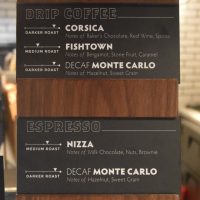 Details of the drip and espresso coffee at La Colombe, Philadelphia Airport