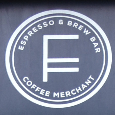 The logo from the door at Fortitude in Edinburgh: Espresso & Brew Bar, plus Coffee Merchant.