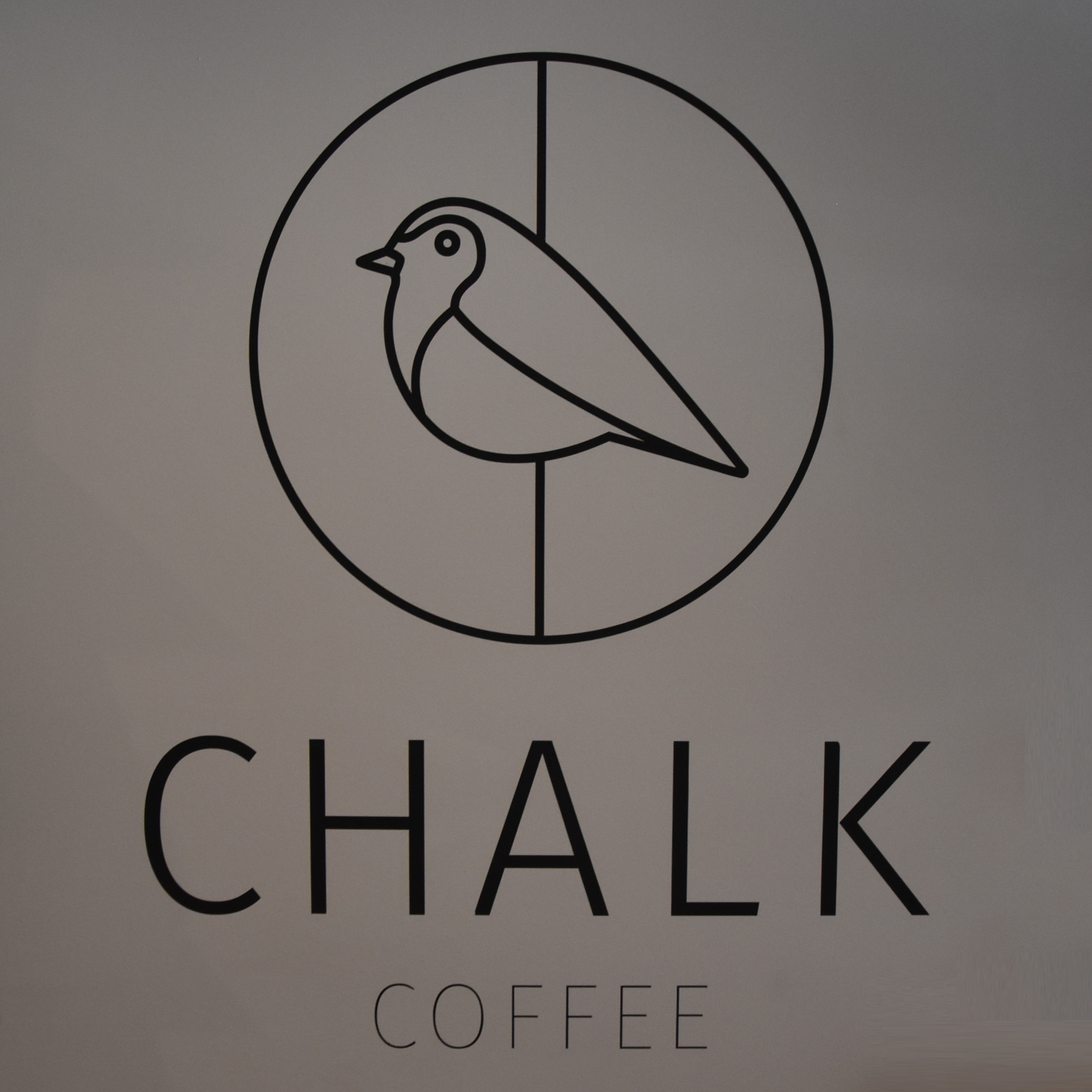 The Chalk Coffee logo from the wall of the coffee shop in Chester.