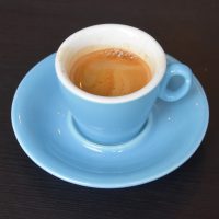 A lovely espresso in a classic blue cup, made using the Curved Brick seasonal espresso blend, served at Froth & Rind in Walthamstow.
