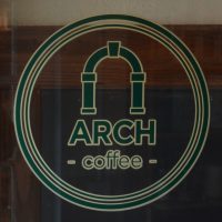 The Arch Coffee logo, taken from the door of Waterford's Arch Coffee on Peter's Street.
