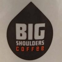 The Big Shoulders Coffee logo taken from a diner mug in its coffee shop in The Loop.