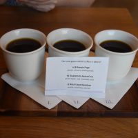 The coffee tasting flight at Kavárna Místo in Prague: three different single-origin filters. But can you guess which is which?