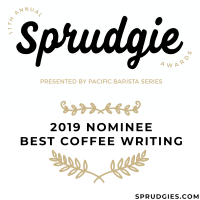 The official Sprudgie Award nomination for the Best Coffee Writing Award.