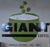 The sign on the wall at Giant Coffee in Terminal 3, Phoenix Sky Harbor.