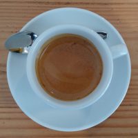 My espresso, a Colombian single-origin from Carlos Alberto Ulchur, roasted by Colonna Coffee and served in a classic white cup at Reference Coffee in Dublin.