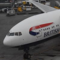 My British Airways Boeing 777, waiting on the stand at Terminal 5 in Boston, ready to take me back to London. I wonder when I'll fly again?