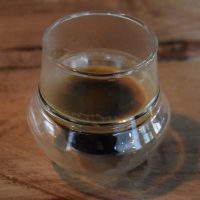 The Freak & Unique (second edition) from Hundred House Coffee, pulled as an espresso shot by Liar Liar and served in a double-walled tasting glass.