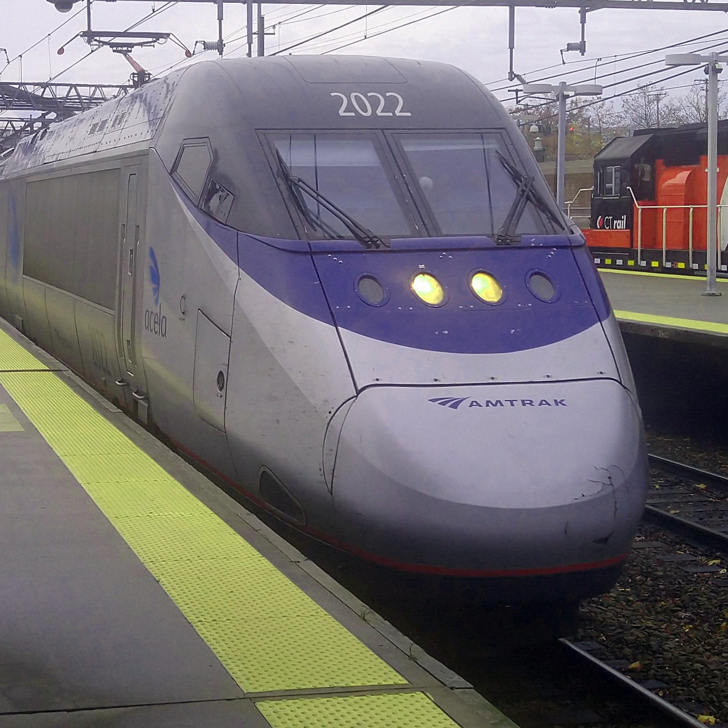 Power car 2022 pulling my Amtrack Acela service into New Haven on the way to Washington DC.