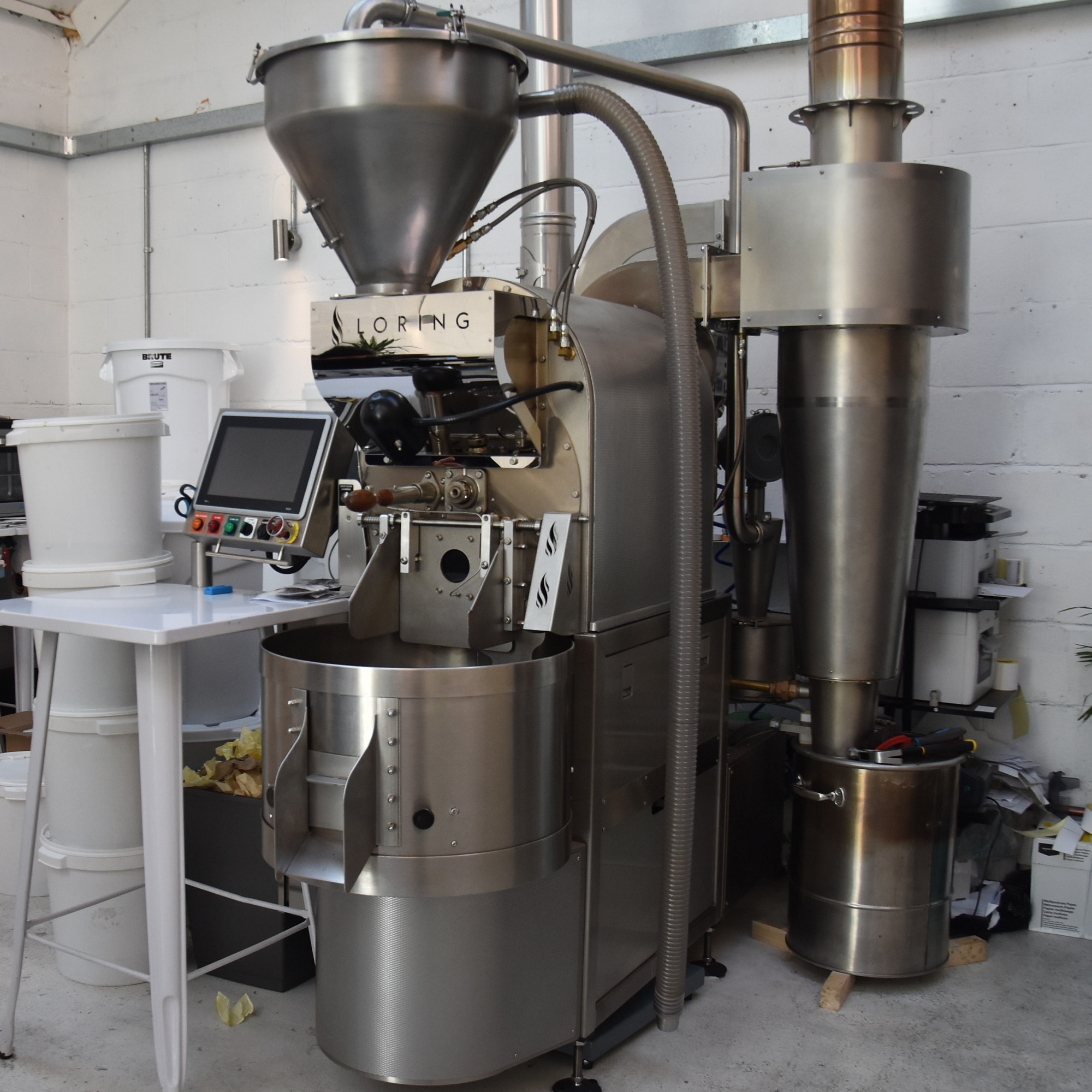 The Loring S15 Falcon roaster at the back of NewGround Coffee in Oxford.