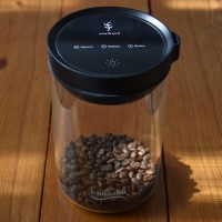 My new Soulhand vacuum canister, complete with coffee beans, looking very pretty in the sun. Please don't store it in direct sunlight though!