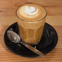 A lovely cortado in a glass, made with Neighbourhood Coffee's Espresso Yourself blend at Costigan's Coffee.