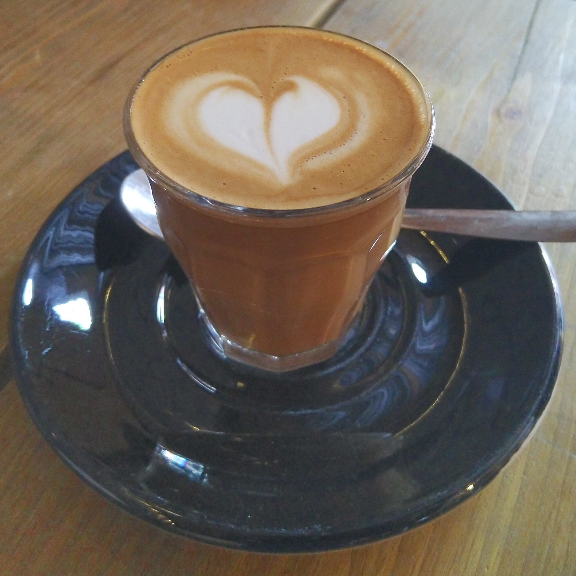 A lovely cortado, made with the seasonal house blend and served in a glass at Ditto Coffee in Liverpool.