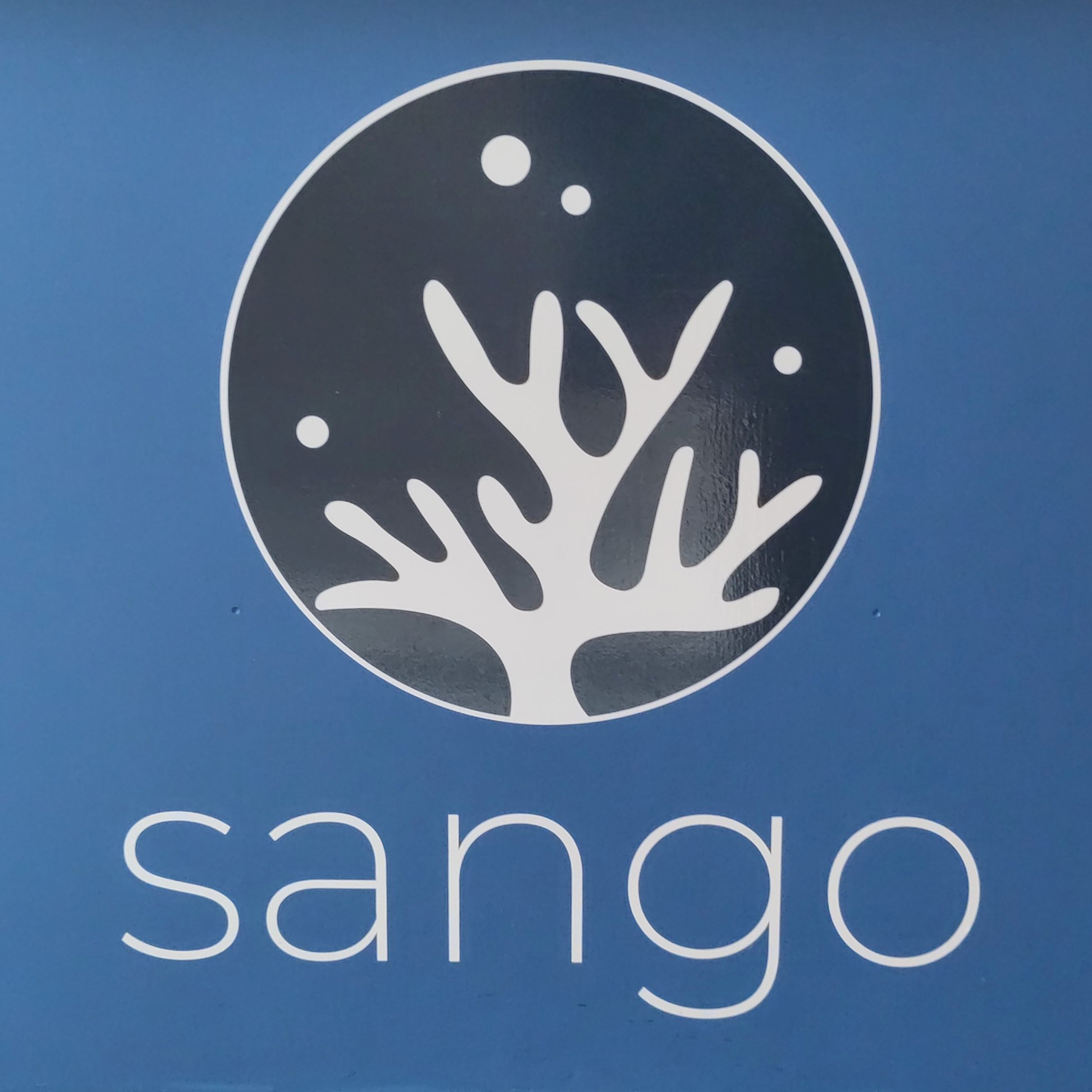 The Sango logo, from the front of the counter.