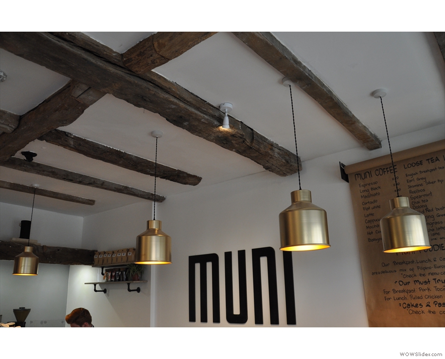 I was very taken with both the lights and the exposed, wooden ceiling beams.