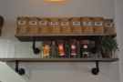 This shelf of coffee is behind the espresso machine, along with old friends Kokoa Collection.