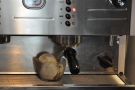 He also had an affogato, seen here in the making: espresso over ice-cream.
