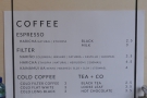 ... returning later for coffee. What a lovely, concise menu.
