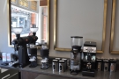 The grinders for the single-origin espresso and decaf are at the back, along with the filter.