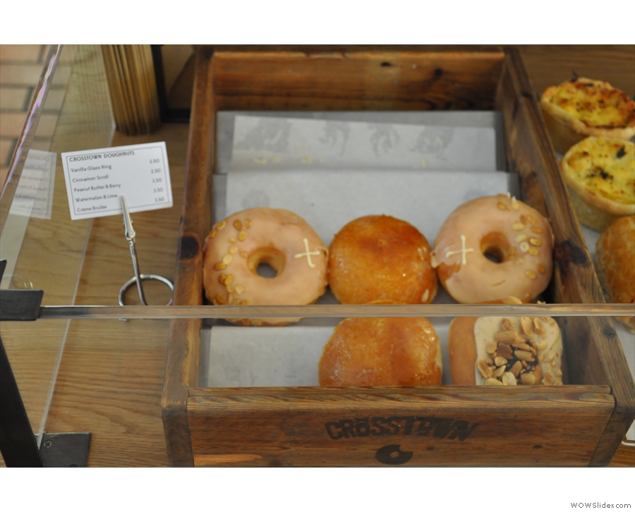 There are also sweet things in the shape of Crosstown Doughnuts.