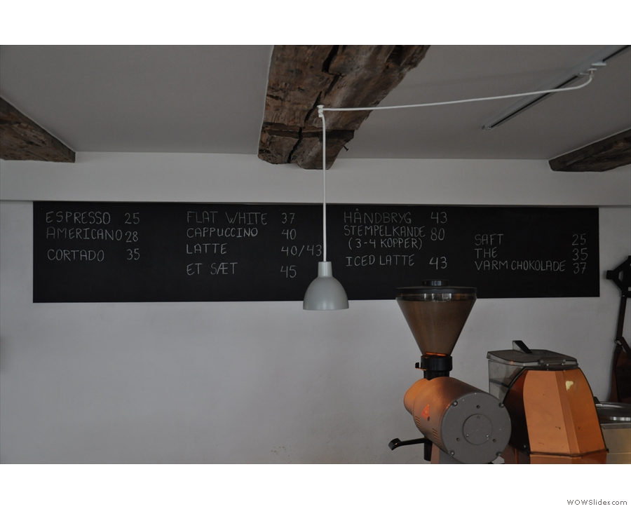 The concise menu is chalked up on a pair of blackboards on the wall behind the counter...