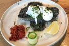 My friend Keith, meanwhile, had Poached Eggs on Charcoal Toast. It's better than it looks!