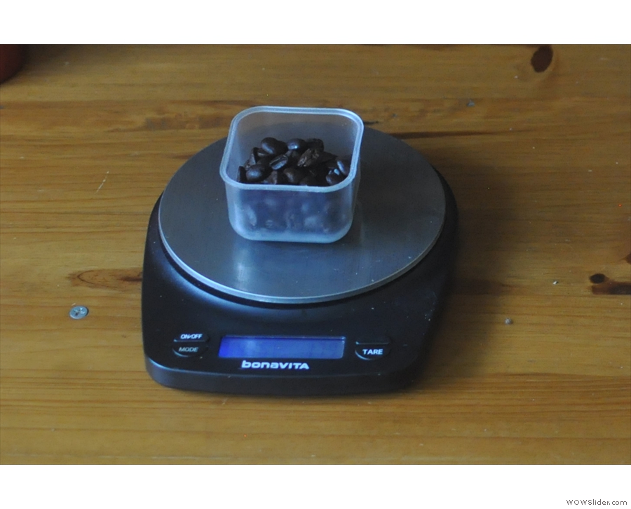 I use my scales for many things, not least, weighing my coffee beans.