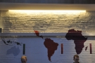 A neat feature is the painting of the various coffee-growing regions of the world on the wall.