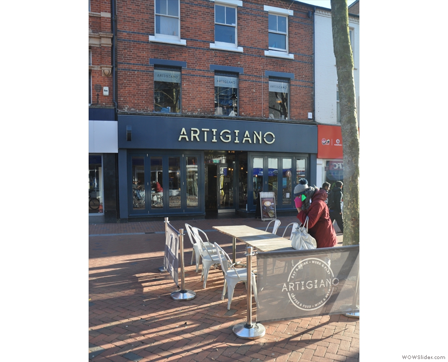 Artigiano, on Reading's aptly-named Broad Street, complete with outside seating.